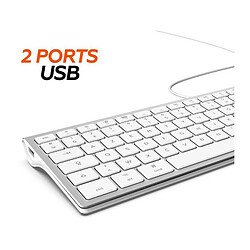 MOBILITY LAB ML304304 - Clavier Design Touch Filaire avec 2 USB pour Mac - AZERTY - Blanc et argente