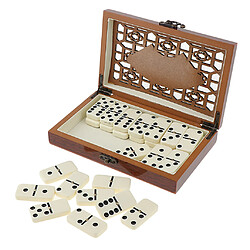 28pcs Jeu de Société Domino Jeu de Table Jouet de Fête Avec Boîte en Bois Rétro pas cher