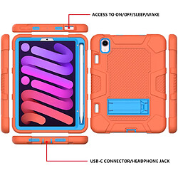 Coque en TPU + silicone avec béquille, couleur contrastée orange/bleu pour votre Apple iPad mini (2021)