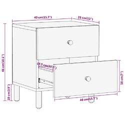 vidaXL Tables de chevet 2 pcs 40x33x46 cm Bois de manguier solide pas cher