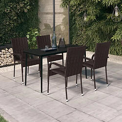 vidaXL Ensemble de salle à manger de jardin 5 pcs Marron et noir