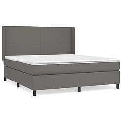 vidaXL Sommier à lattes de lit avec matelas Gris 160x200 cm Similicuir