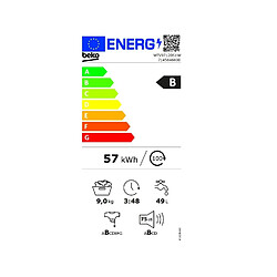 Lave-linge hublot 9kg 1400 tours/min - wtv9712bs1w - BEKO