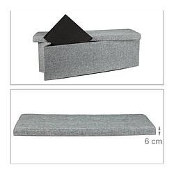 Helloshop26 Banquette banc pour coffre de rangement en lin avec couvercle gris 114 cm 3013010 pas cher