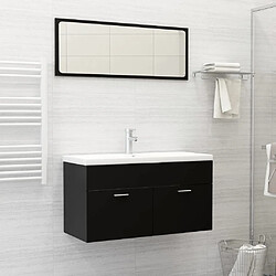 vidaXL Ensemble de meubles de salle de bain Noir Aggloméré