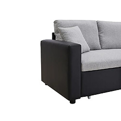 Vente-Unique Canapé d'angle convertible et réversible en tissu gris clair et noir GAZUR II pas cher