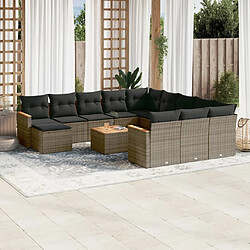 Maison Chic Salon de jardin avec coussins 13 pcs, Ensemble Tables et chaises de jardin, gris résine tressée -GKD836986