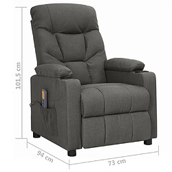 vidaXL Fauteuil de massage inclinable Gris foncé Tissu pas cher