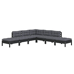 Avis Maison Chic Salon de jardin 7 pcs + coussins - Mobilier/Meubles de jardin - Table et chaises d'extérieur Noir Bois de pin -MN32559