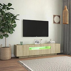 Avis vidaXL Meuble TV avec lumières LED Chêne sonoma 160x35x40 cm