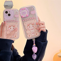 GUPBOO Étui pour iPhone12 graffiti ours fille dessin animé étui pour téléphone portable miroir fille