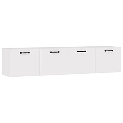 Maison Chic Lot de 2 Armoires murales,Meuble de Rangement,Armoire Suspendue Blanc brillant 60x 36,5x35 cm -MN64777