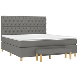 Avis Maison Chic Lit Adulte - Lit simple Lit à sommier tapissier avec matelas moelleux - Meuble de Chambre - Gris foncé 160x200cm Tissu -MN96125