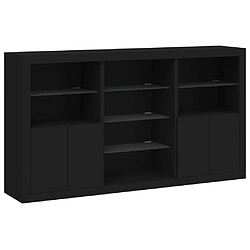 Avis Maison Chic Commode Buffet - Meuble de rangement avec lumières LED noir 181,5x37x100 cm -GKD15260