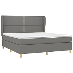 Avis Maison Chic Structures de lit + matelas,Lit à sommier tapissier avec matelas Gris foncé 160x200cm Tissu -MN68010