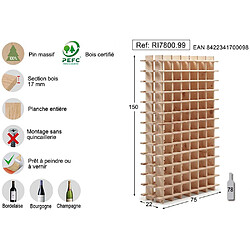 Avis Astigarraga Casier à bouteilles en pin massif brut 78 bouteilles