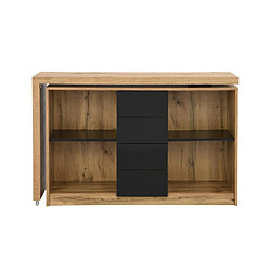 Vente-Unique Bureau extensible avec plateau pivotant 360° - MDF - Naturel et noir - PAVELO pas cher