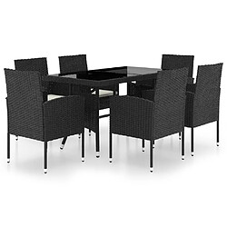 Salle à dîner de jardin 7 pcs,Table et chaise à manger Résine tressée Noir -MN73478