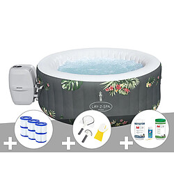 Kit spa gonflable Bestway Lay-Z-Spa Aruba rond Airjet 2/3 places + 6 filtres + Kit traitement brome + Kit de nettoyage