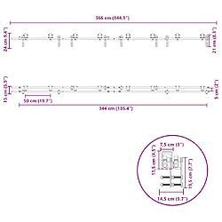 vidaXL Kit fixation porte coulissante 183 cm Acier inoxydable Argenté pas cher