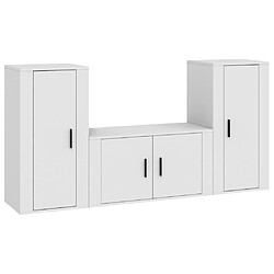 Maison Chic Ensemble de meubles TV 3 pcs pour salon - Blanc Bois d'ingénierie -MN90249