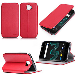 Etui Wiko WIM 4G rouge luxe Ultra Slim Style Cuir avec stand - Housse Folio Flip Cover coque de protection smartphone Wiko WIM 5,5 pouces - Accessoires pochette XEPTIO : Exceptional case !