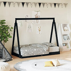 Maison Chic Lit simple Cadre de lit pour enfant,Lit d'Enfant Moderne noir 70x140 cm bois de pin massif -MN10046