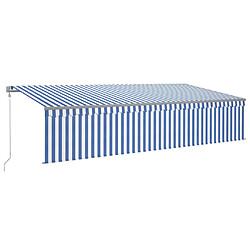 Maison Chic Auvent automatique | Store banne extérieur | Marquise rétractable avec store 6x3 m Bleu et blanc -MN49105