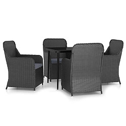 vidaXL Ensemble à manger de jardin avec coussins 5 pcs Noir