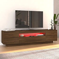 Avis vidaXL Meuble TV avec lumières LED Chêne marron 160x35x40 cm