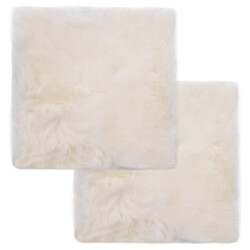 vidaXL Coussins de chaise lot de 2 Blanc Peau de mouton véritable