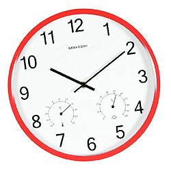 Avis minimaliste non-coutil quartz horloge murale thermomètre hygromètre rouge