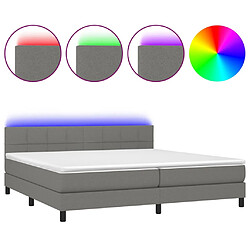 vidaXL Sommier à lattes de lit et matelas et LED Gris foncé 200x200 cm