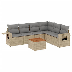 Maison Chic Ensemble à manger d'extérieur 7 pcs avec coussins,Salon de jardin,Mobilier de jardin mélange beige résine tressée -GKD893726