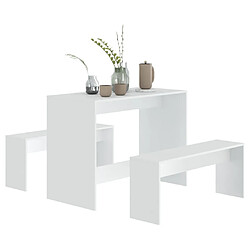 Acheter Ensemble salle à manger de jardin 3 pcs,Table et chaise à dîner Blanc Aggloméré -MN65712