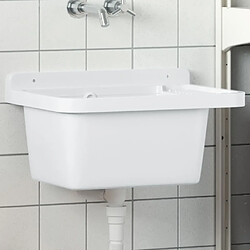 vidaXL Lavabo pour montage murale blanc 50x35x24 cm résine