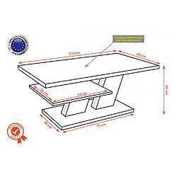 Acheter Dusine TABLE BASSE BELVEDERE 110 CM AVEC PLATEAU BLANC LAQUE