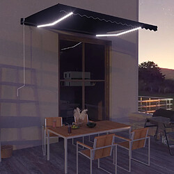 Maison Chic Store banne | Auvent rétractable de porte | Marquise Brise-soleil capteur de vent et LED 400x300cm Anthracite -GKD45282