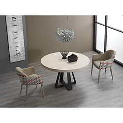 Inside 75 Table repas extensible AURA 10 couverts 120/185x120cm pied métal noir plateau chêne