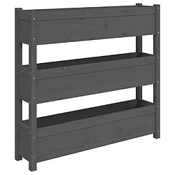 vidaXL Jardinière Gris 112x25x104,5 cm Bois massif de pin