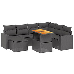 Maison Chic Ensemble Tables et chaises d'extérieur 8 pcs avec coussins,Salon de jardin noir résine tressée -GKD457596