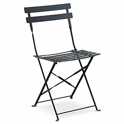 Acheter Salon de jardin bistrot pliable Emilia carré gris anthracite avec deux chaises pliantes, acier thermolaqué | sweeek