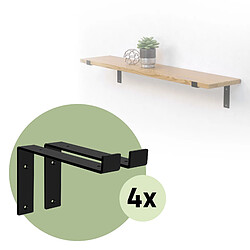 Lot de 8 Supports d'Étagère ML-Design 25x4x14,5 cm, en Métal, Noir, Style Industriel