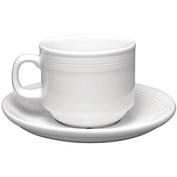 Soucoupe pour Tasse à Thé Empilable Linear 20cl - Lot de 12 - Olympia - Porcelaine pas cher