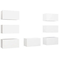 vidaXL Meubles TV 7 pcs Blanc 30,5x30x60 cm Bois d'ingénierie