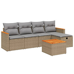 vidaXL Salon de jardin avec coussins 6pcs mélange beige résine tressée