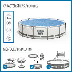 Piscine Tubulaire Ronde Bestway Steel Pro Max 457x122 cm avec Filtre à Cartouche de 3.028 l/h Couverture et Échelle Bleu pas cher