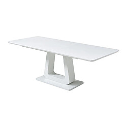 Vente-Unique Table à manger extensible 6 à 8 personnes en MDF - Blanc laqué - LAZINEO pas cher