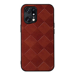 Coque en TPU + PU grille de texture, marron pour votre Oppo Find X5 Pro