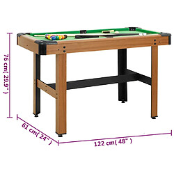 vidaXL Table de billard 4 pieds 122x61x76 cm Marron pas cher